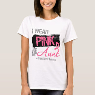 Camiseta Eu visto a fita cor-de-rosa para minha tia cancro