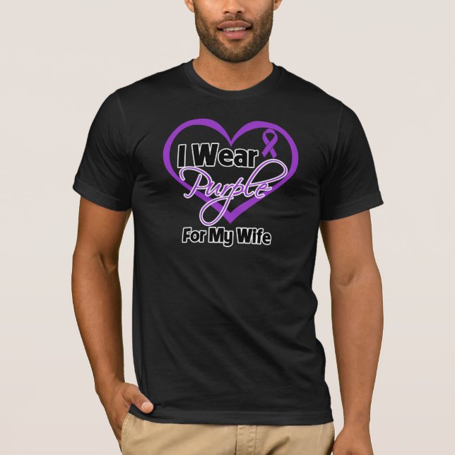 Camiseta Eu visto a fita de Purple Heart - esposa (Frente)