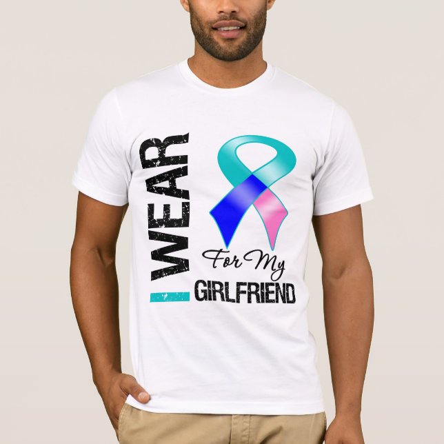 Camiseta Eu visto a fita do cancer de tiróide para meu (Frente)