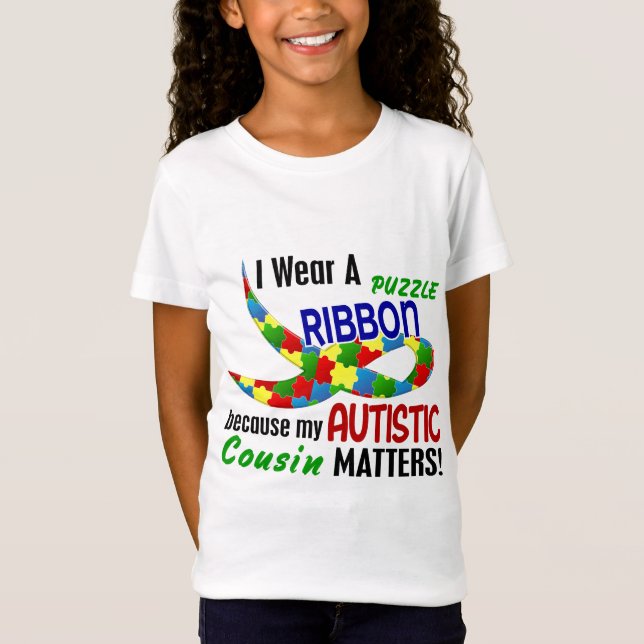 Camiseta Eu visto a fita do quebra-cabeça para meu AUTISMO (Frente)