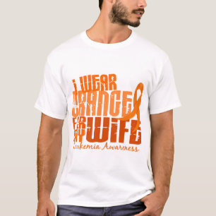Camiseta Eu visto a laranja para minha leucemia da esposa