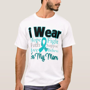 Camiseta Eu visto a mamã da colagem da fita - câncer de
