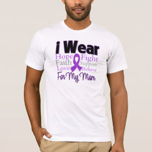 Camiseta Eu visto a mamã roxa da colagem - câncer de