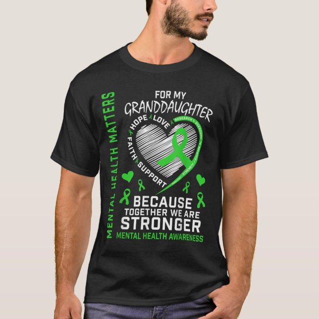 Camiseta Eu Visto a neta verde Saúde mental S. Awarene (Frente)