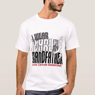 Camiseta Eu visto a pérola para meu câncer pulmonar do av