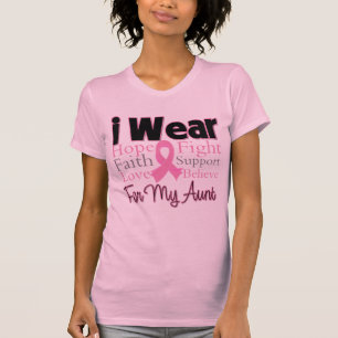 Camiseta Eu visto a tia cor-de-rosa da colagem - cancro da