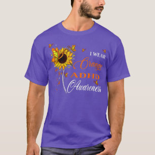 Camiseta Eu Visto Alarme Laranja TDAH Consciência Girassol