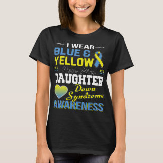 Camiseta eu visto amarelo azul para a filha da síndrome dow