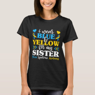 Camiseta Eu Visto Amarelo Azul Para Minha Irmã Baixo Síndro