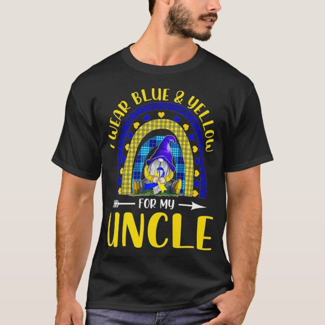 Camiseta Eu Visto Amarelo Azul Para Tio Down Síndrome T21 P (Frente)