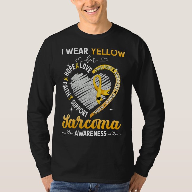 Camiseta Eu Visto Amarelo Para A Consciência Sarcoma (Frente)
