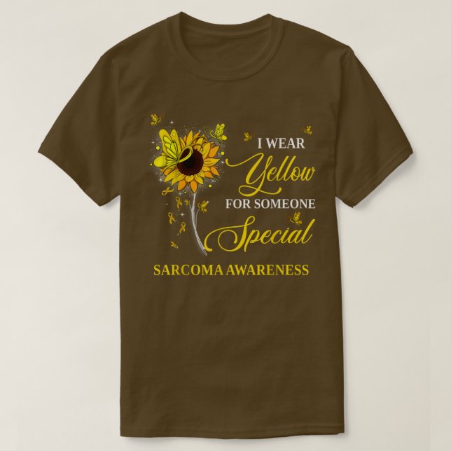 Camiseta Eu Visto Amarelo Para A Consciência Sarcoma Girass (Frente do Design)