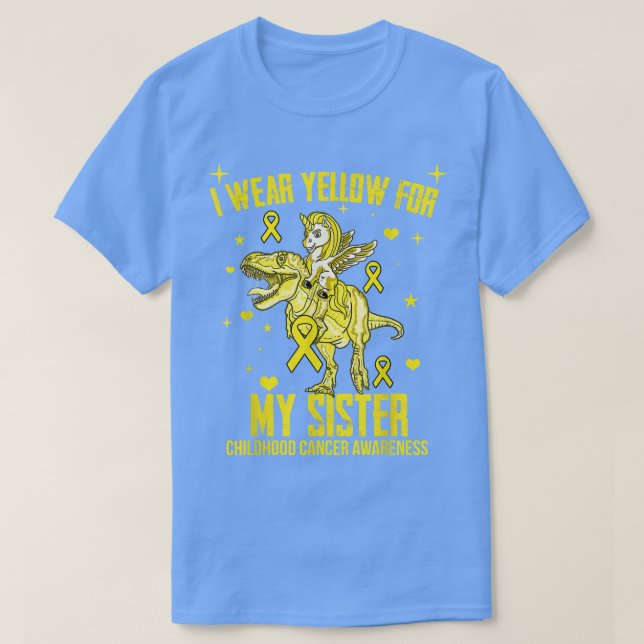 Camiseta Eu Visto Amarelo Para Minha Irmã Cancer Infantil C (Frente do Design)