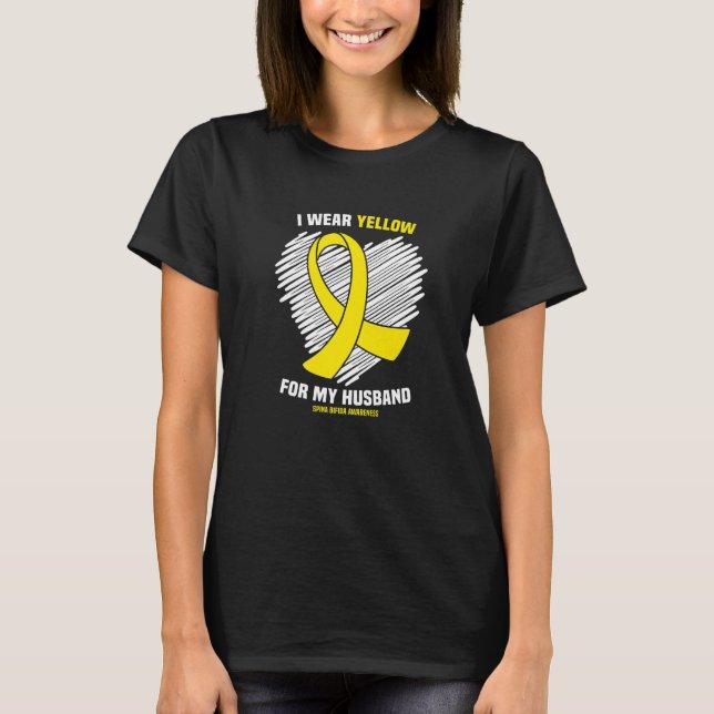 Camiseta Eu Visto Amarelo Para O Meu Marido Spina Bifida Aw (Frente)