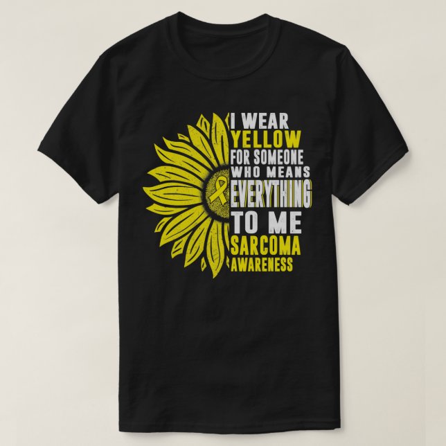 Camiseta Eu Visto Amarelo Sarcoma Cancer Ósseo Consciência  (Frente do Design)