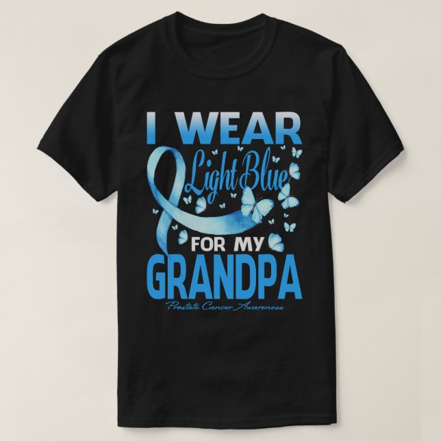 Camiseta Eu visto Azul Claro para o meu cancer de próstata  (Frente do Design)