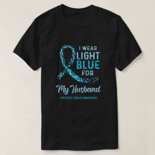 Camiseta Eu Visto Azul Claro Para O Meu Marido, Cancer De P