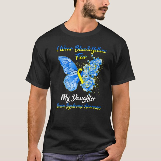 Camiseta Eu Visto Azul E Amarelo Para Minha Filha Para Baix (Frente)