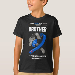 Camiseta Eu Visto Azul E Cinza Para Meu Irmão Tipo Um Desab
