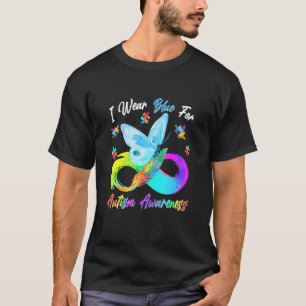 Camiseta Eu Visto Azul Para A Consciência Autismo Borboleta