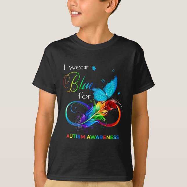 Camiseta Eu Visto Azul Para A Consciência Autista Mês Homen (Frente)