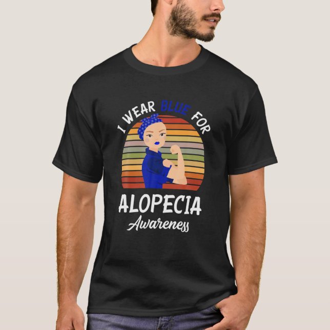 Camiseta Eu Visto Azul Para A Consciência Da Alopecia (Frente)