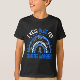 Camiseta Eu Visto Azul Para A Consciência Da Diabetes Rainb