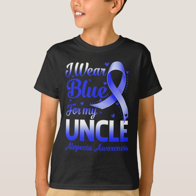 Camiseta Eu Visto Azul Para A Consciência Do Meu Tio Alopec (Frente)