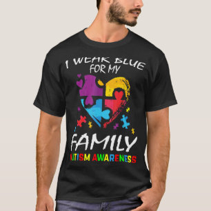 Camiseta Eu Visto Azul Para A Minha Família Autismo Homens