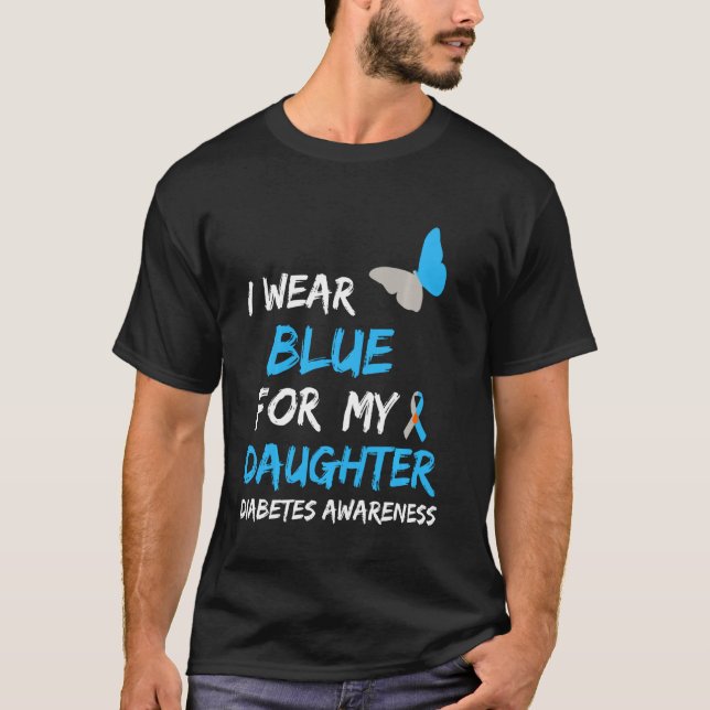 Camiseta Eu Visto Azul Para A Minha Filha, Diabetes, Costel (Frente)