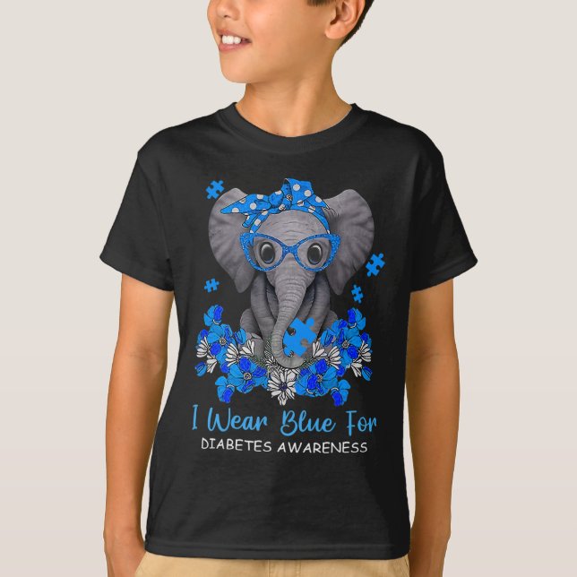 Camiseta Eu Visto Azul Para A Sensibilização Do Elefante Co (Frente)
