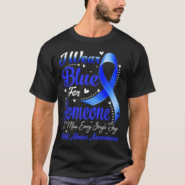 Camiseta Eu Visto Azul Para Alguém Criança ABUSANDO Consciê (Frente)