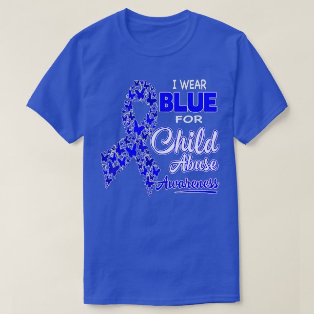 Camiseta Eu Visto Azul Para Consciência Do Abuso Infantil (Frente do Design)