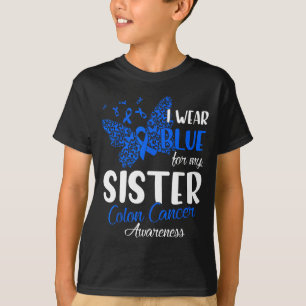 Camiseta Eu visto azul para conscientização do câncer de có