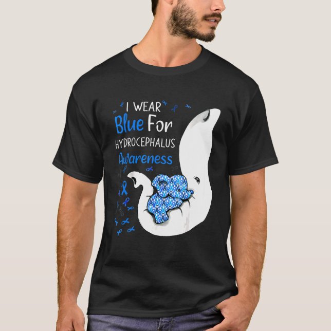 Camiseta Eu Visto Azul Para Elefante De Consciência Hidroce (Frente)