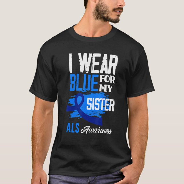 Camiseta Eu Visto Azul Para Meu Apoio Irmã E Consciência (Frente)