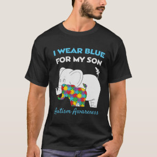 Camiseta Eu Visto Azul Para Meu Filho Orgulhoso Autismo Sen
