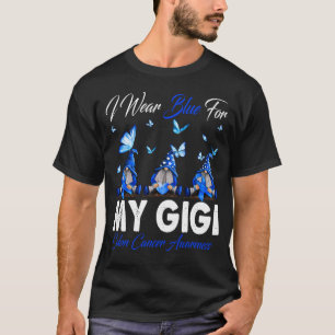 Camiseta Eu Visto Azul Para Meu GIGI Cancer Conhecimento Gn