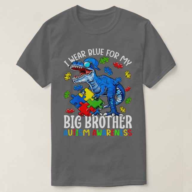 Camiseta Eu Visto Azul Para Meu Grande Irmão Autismo Consci (Frente do Design)
