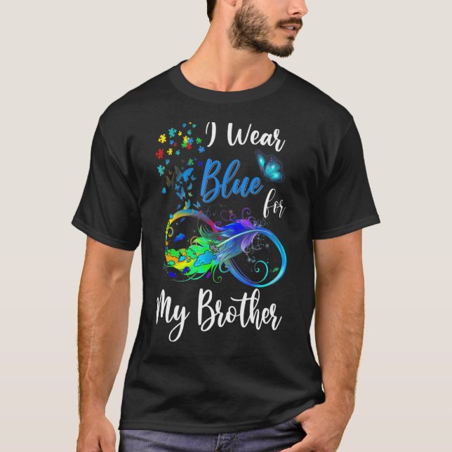 Camiseta Eu Visto Azul Para Meu Irmão Autismo Consciência M (Frente)