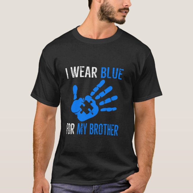 Camiseta Eu Visto Azul Para Meu Irmão Autismo Dia De Consci (Frente)