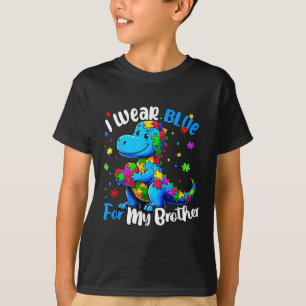 Camiseta Eu Visto Azul Para Meu Irmão Autismo Quebra-cabeça