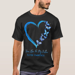Camiseta Eu Visto Azul Para Meu Irmão Coração Borboleta Aut