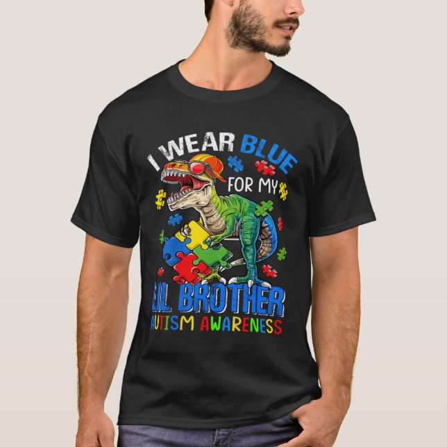 Camiseta Eu Visto Azul Para Meu Irmão Idiota Autismo Conhec (Frente)