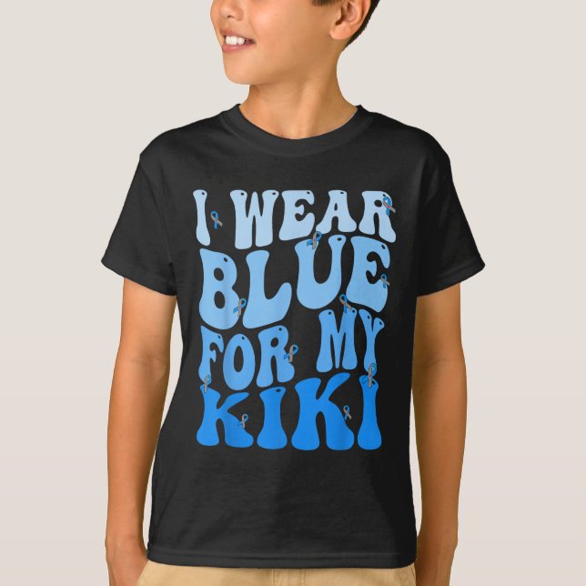 Camiseta Eu Visto Azul Para Meu Kiki Blue Ribbon Diabetes (Frente)