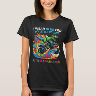 Camiseta Eu Visto Azul Para Meu Pequeno Primo Autismo T Rex
