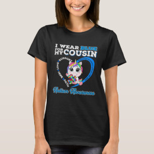 Camiseta Eu Visto Azul Para Meu Primo Unicórnio Sensibiliza