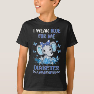 Camiseta Eu Visto Azul Para Mim, Diabetes, Elefante