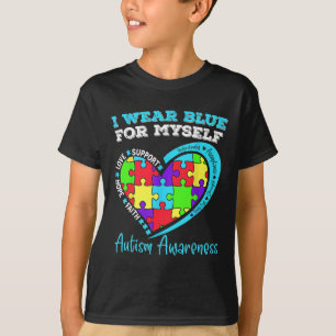 Camiseta Eu Visto Azul Para Mim Próprio Autismo Crianças do