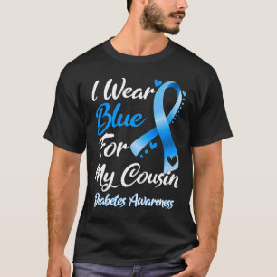 Camiseta Eu Visto Azul Para Minha Consciência Diabetes Ribb